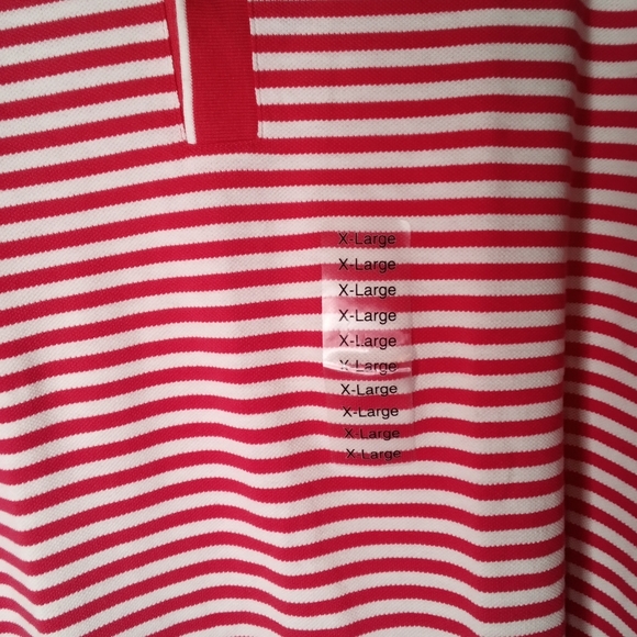 The Hunt Club Red and White Striped Men's Polo shirt. Short Sleeve Sz XL NWT - Picture 3 of 6